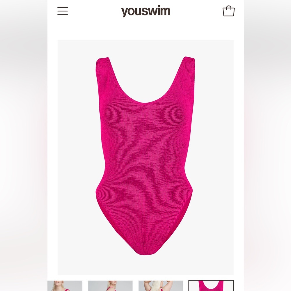 Youswim Pink One Piece Swimsuit High-Cut V-Neck
